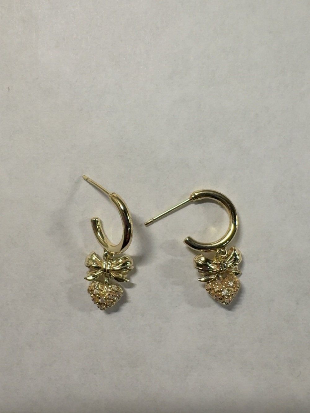 Kendra Scott Gold Bow & Pave Heart Hoop Earrings - Women Jewelry